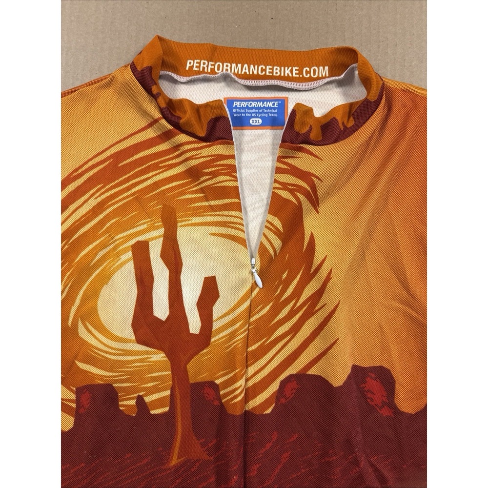 Vtg 90s Performance Cycling Jersey - XXL - Desert Graphic, Made in USA - Picture 2 of 8